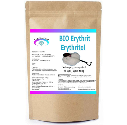 BIO Erythrit / Erythritol 0,4 kg – Zuckerersatz für alle Lebensmittel – Produktfoto