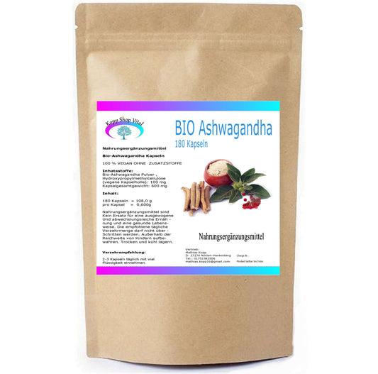 Bio Ashwagandha Kapseln 180 Kapseln            (Nachfüllpack)