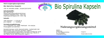 Bio Spirulina   180 Kapseln