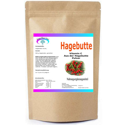 Hagebuttenpulver 500 g – 100% Vegan – Produktfoto