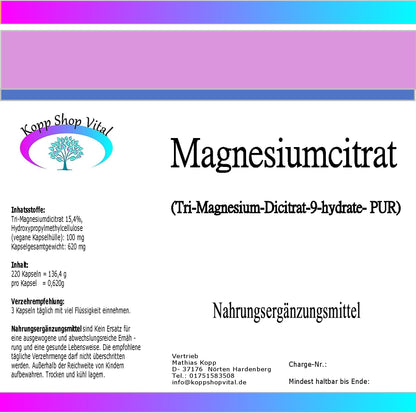 Tri-Magnesiumdicitrat 220 Kapsel    (Nachfüllpack)