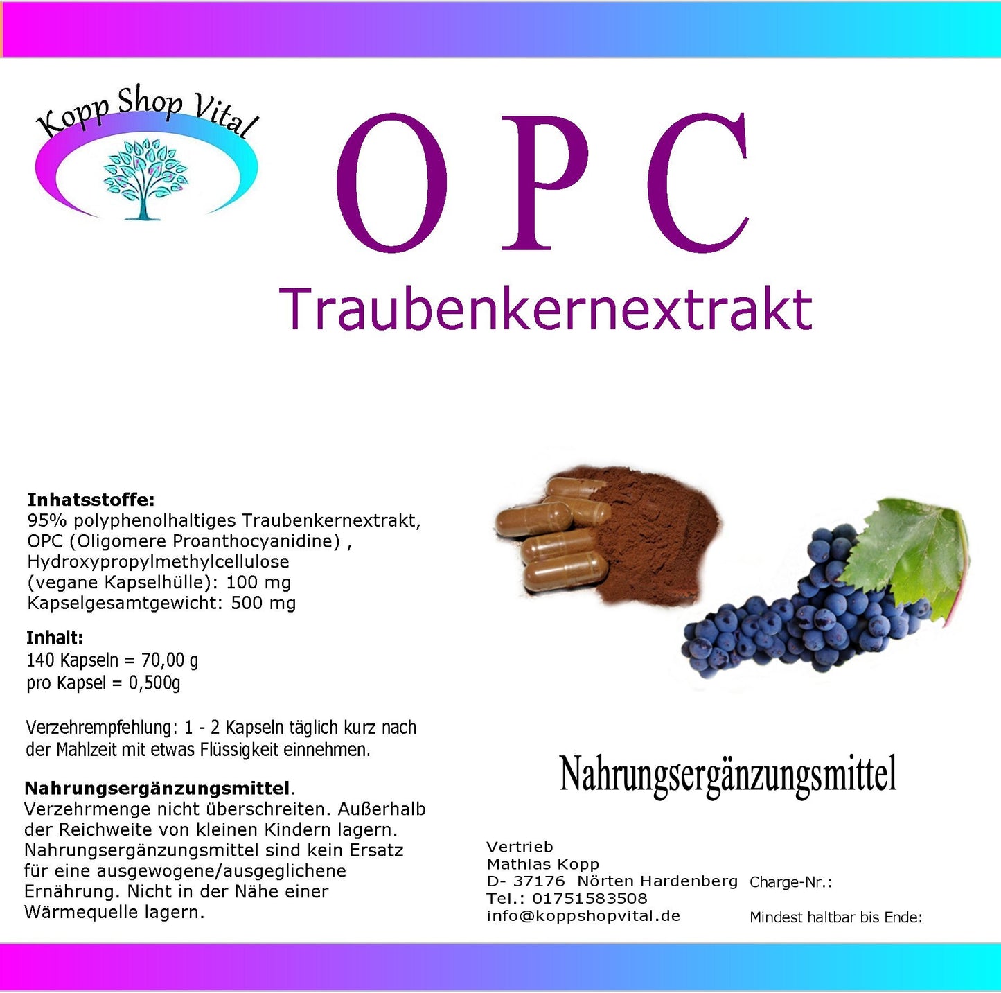 OPC Traubenkernextrakt 140 Kapseln   (Nachfüllpack)