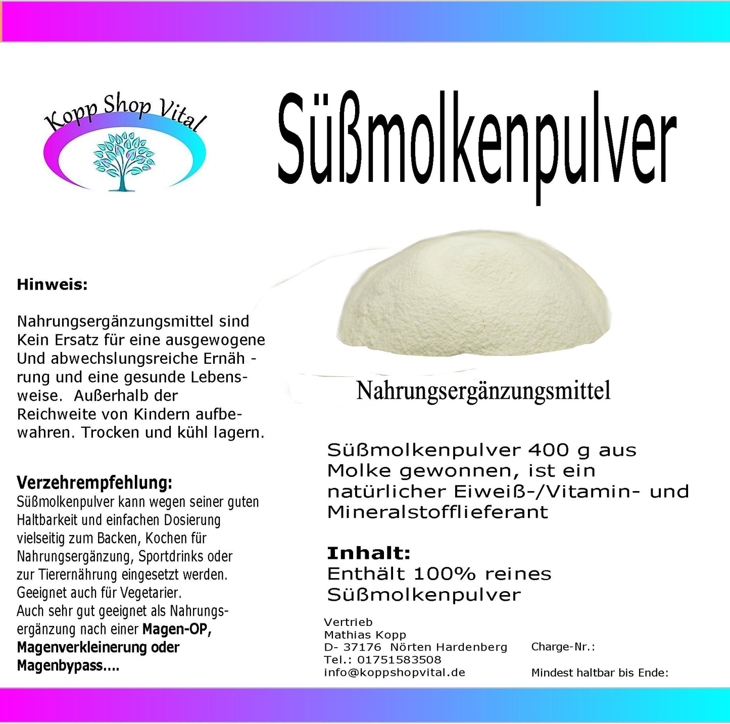 Süßmolkenpulver  400g