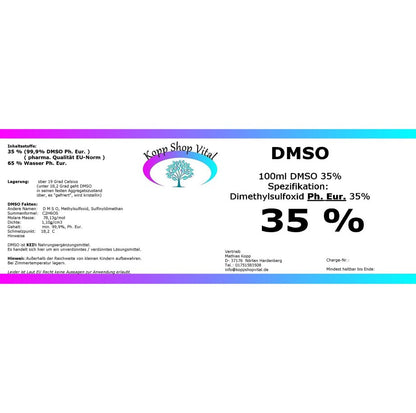 DMSO 35 %       Dimethylsulfoxid  (Ph. Eur.) in Braunglasflasche mit Tropfeinsatz 100 ml