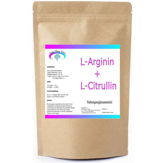 L-Arginin / L-Citrullin Base 220 Kapseln  (Nachfüllpack)